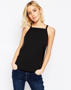 Расклешенный топ с квадратным вырезом ASOS - Черный