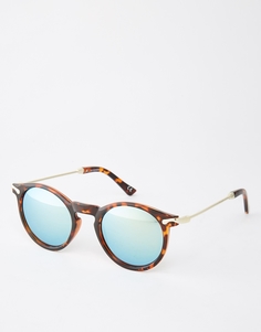 Круглые солнцезащитные очки с металлическими дужками и зеркальными стеклами ASOS - Черепаховый