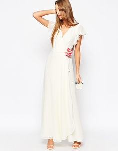 Корсажное платье макси с запахом ASOS WEDDING - Белый