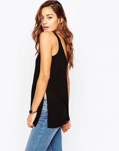 Свободная майка в рубчик с разрезами по бокам ASOS - Черный