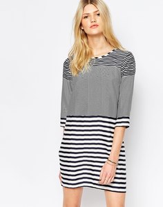 Платье-футболка в полоску с рукавами 3/4 Vero Moda - Белоснежный с принтом