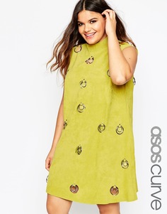 Замшевое платье с кольцами ASOS CURVE - Желтый