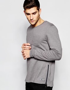 Свитшот с декоративной строчкой на карманах и эполетами Esprit - Серый