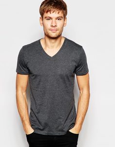 Серая меланжевая футболка с V-образным вырезом Esprit - Графитовый