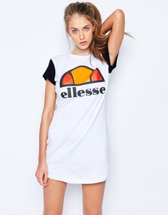 Платье-футболка с контрастными рукавами и логотипом Ellesse - Белый