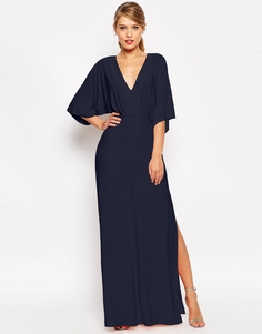 Платье-кимоно макси с глубоким вырезом ASOS - Телесный