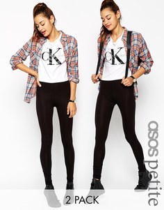 2 пары леггинсов с завышенной талией ASOS PETITE - Черный