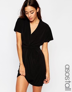 Платье-футляр из крепа с запахом ASOS TALL - Черный