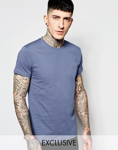 Эксклюзивная футболка слим с логотипом F Farah - Синий сланец