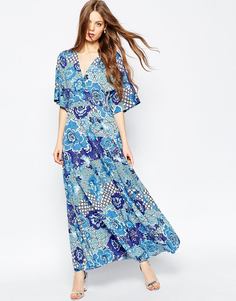 Платье макси с рукавами-кимоно и цветочным принтом ASOS - Мульти