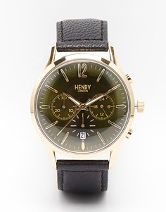Часы с хронографом и кожаным ремешком Henry London Chiswick - Черный