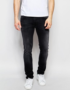 Черные выбеленные джинсы слим Nudie Jeans Thin Finn - Black brutus