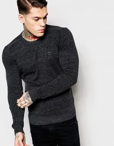 Трикотажный темно-серый джемпер слим с круглым вырезом Diesel K-Maniky - Темно-серый
