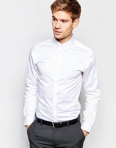 Рубашка зауженного кроя с воротником на пуговицах Selected Homme - Белый