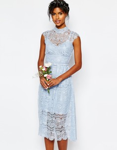 Голубое кружевное платье с цветочным узором Body Frock Wedding - Кашемировый синий