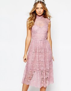 Кружевное платье с цветочным узором Body Frock Wedding - Дымчатая роза