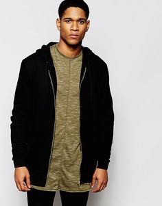 Черное длинное худи с золотистыми молниями ASOS - Черный