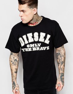 Черная футболка с логотипом-аппликацией Diesel - Черный