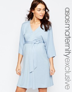 Трикотажное платье для беременных с поясом оби ASOS Maternity - Blush