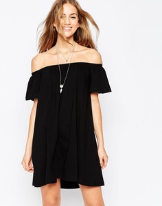 Платье мини с открытыми плечами ASOS Gypsy - Черный
