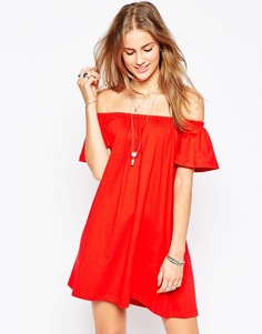 Платье мини с открытыми плечами ASOS Gypsy - Bright red