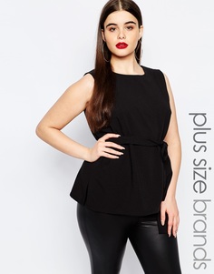 Топ без рукавов с поясом Boohoo Plus - Черный