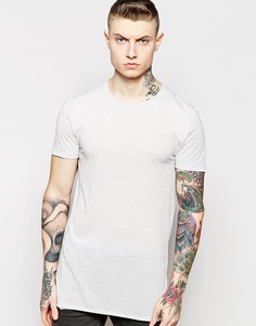 Длинная эластичная футболка из льняной смеси ASOS - Серый