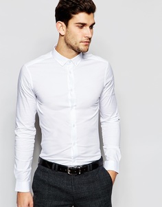 Белая рубашка зауженного кроя с воротником на пуговицах ASOS - Белый