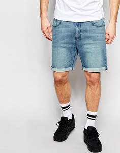 Джинсовые шорты узкого кроя ASOS - Умеренный синий