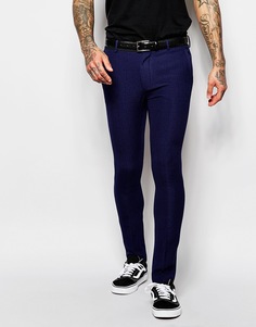 Синие супероблегающие брюки в мелкую клетку ASOS - Синий