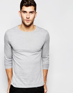 Серый лонгслив с круглым вырезом ASOS - Серый