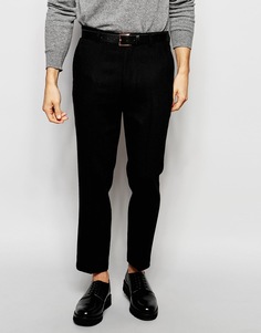 Укороченные брюки слим из смесовой шерсти ASOS - Черный