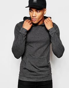 Легкое трикотажное темно-серое худи ASOS - Угольный
