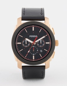 Часы с кожаным ремешком Fossil Machine - Черный