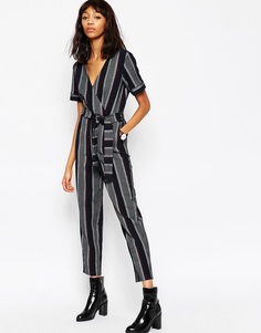 Комбинезон с запахом и принтом в полоску ASOS Premium - Мульти