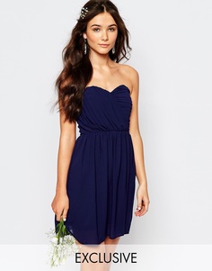 Шифоновое платье‑бандо мини TFNC WEDDING - Темно-синий