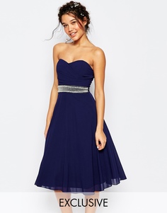 Платье для выпускного с запахом и отделкой TFNC WEDDING - Темно-синий