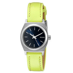 Часы женские Nixon Small Time Teller Leather Navy/Neon Yellow