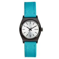 Часы женские Nixon Small Time Teller Leather Silver/Turquoise