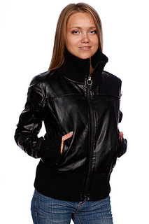 Куртка кожаная женская Zoo York Washed Leather Bomber Black