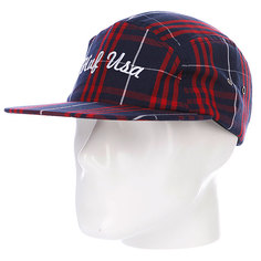 Бейсболка пятипанелька Huf Usa Plaid Moon Cap Black/White/Red