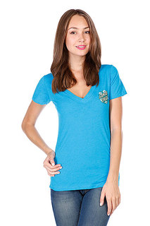 Футболка женская Santa Cruz Poppy Dot V-neck Tee Turquoise