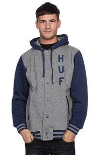 Куртка бомбер Huf Campus Snap Front Premium Hoodie Heather Gray/Navy