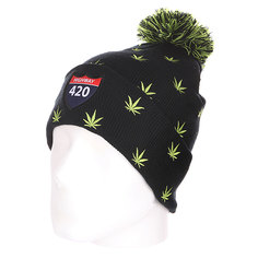 Шапка с помпоном TrueSpin Weedy Pom Beanie Black/Green
