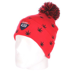 Шапка с помпоном TrueSpin Weedy Pom Beanie Red/Black