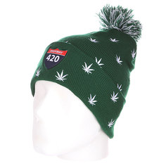 Шапка с помпоном TrueSpin Weedy Pom Beanie Green/White