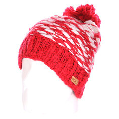 Шапка с помпоном женская Roxy Snow Slide Pompeian Red