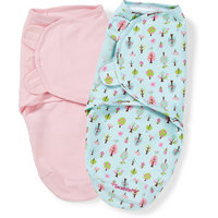 Конверт для пеленания на липучке д/девочки, SWADDLEME®, р-р S/M, 2 шт., деревья Summer Infant