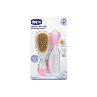 Расческа и щетка натуральная, Chicco, розовый