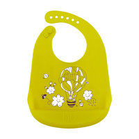 Нагрудник силиконовый мягкий Bib Pocket, Happy Baby, лайм